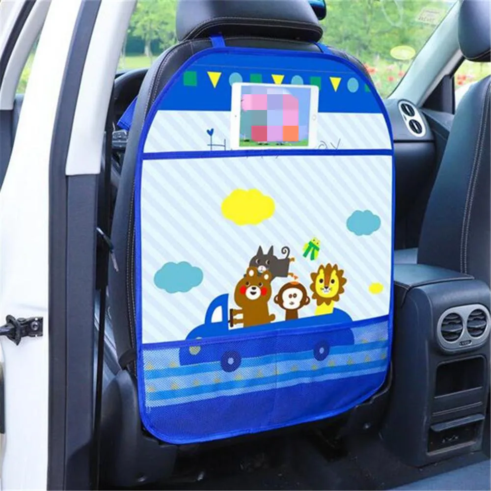 Car Organizer Tablet Stand Hanging Bag Baby Cartoon Car Seat Back Protector Car Storage Holder Kick Mat Baby Care Accessories