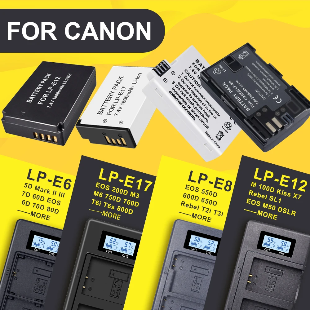 

LP-E6 LPE6 LP E6 LP-E8 LPE8 LP E8 LP-E12 LPE12 LP E12 LP-E17 LPE17 LP E17 Digital display LED dual charger for Canon camera