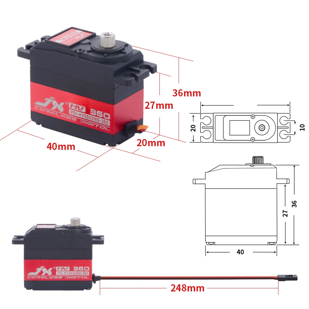 JX Servo PDI-HV5932MG 32กก.8.4Vแรงบิดขนาดใหญ่120 180 360องศาแรงดันไฟฟ้าสูงDigital ServoมาตรฐานสำหรับRCรถเรือชิ้นส่วนหุ่นยนต์