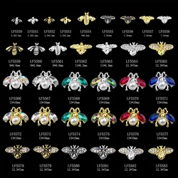 10PCS 3D Nail Charms Rhinestone Parts Gold Silver Bee Design Alloy Gemstone Jewerly For Manicure Decor Nail Accessories Supplies