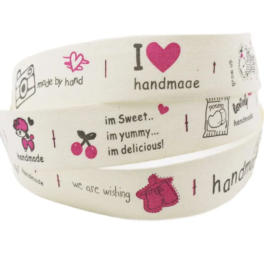 

20MM Cotton Webbing Printed Handmade Decorative Label Strap Webbing Ribbons For Bag DIY Scrapbooking Sewing Wrapping 10 Meters