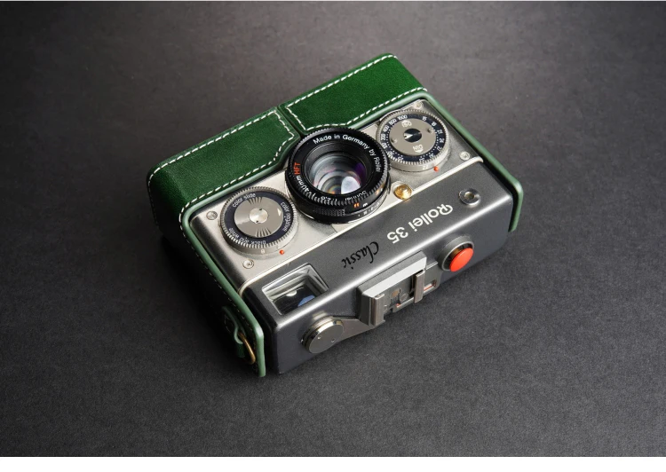 Projekt do aparatu Rollei 35 Classic 35 Royal, ręcznie robione etui na aparat z prawdziwej skóry, półpokrowiec