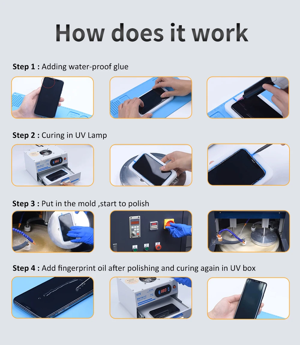 8 Hoofd Slots Lcd-scherm Scratch Removal Oplossing Voor Mobiele Telefoons Glas Telefoon Gepolijst Machine