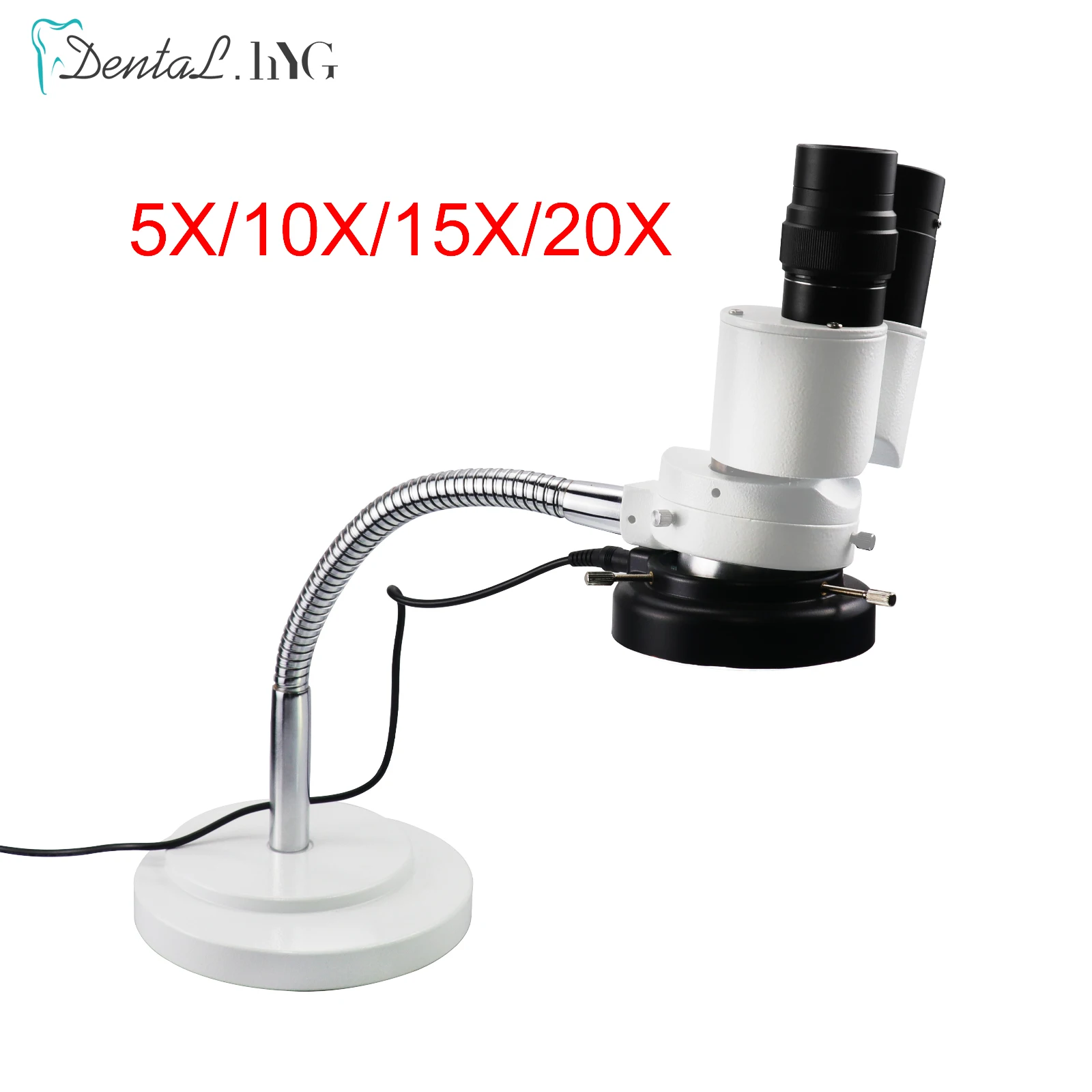 5X/10X/15X/20X Binocular Microscope LED Light Lamp for Dental Lab Workshop Phone PCB Soldering Repair Tool Adjustable Hose