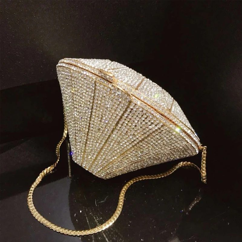 Fashion Luxury Hand Made Shining Diamond Shape Clutch HandBag Women Party Clutch Purses Women Crystal Bags for Fashion Icons