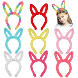 Candygirl Adults Kids Fashion Rabbit Ears Hairband Colorful Plush Headband Autumn Winter Head Hoop Cute Hair Accessories Gifts