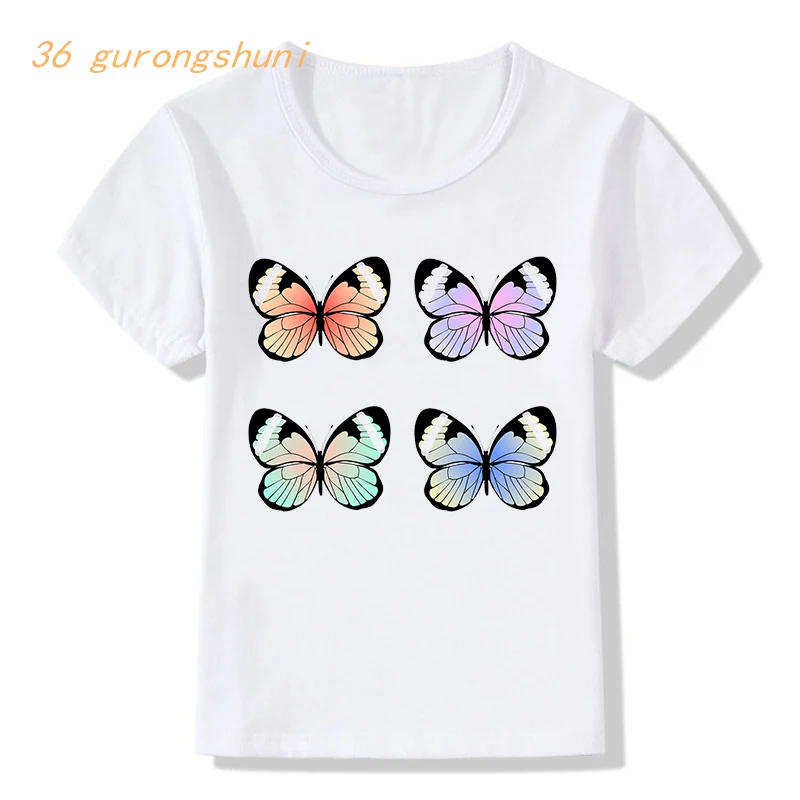 

Baby Boy T Shirt For Girls Tops Beauty Butterfly Graphic Tee Rainbow Colorful Children Clothing Boys Kids Clothes Girl 8 To 12