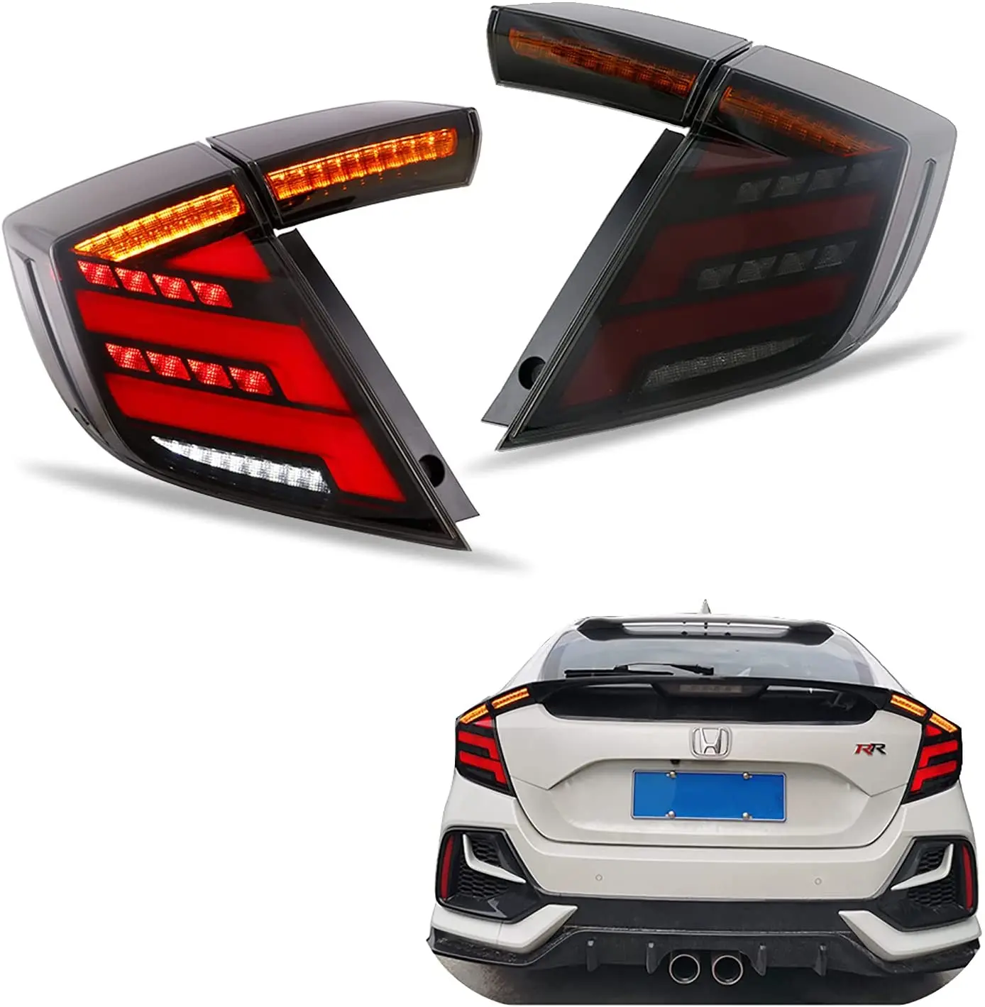 

LED Tail Lights For Honda Civic 10Th Gen 2016-2021 DRL Start Up Animation Rear Lamp Assembly (Type R Hatchback