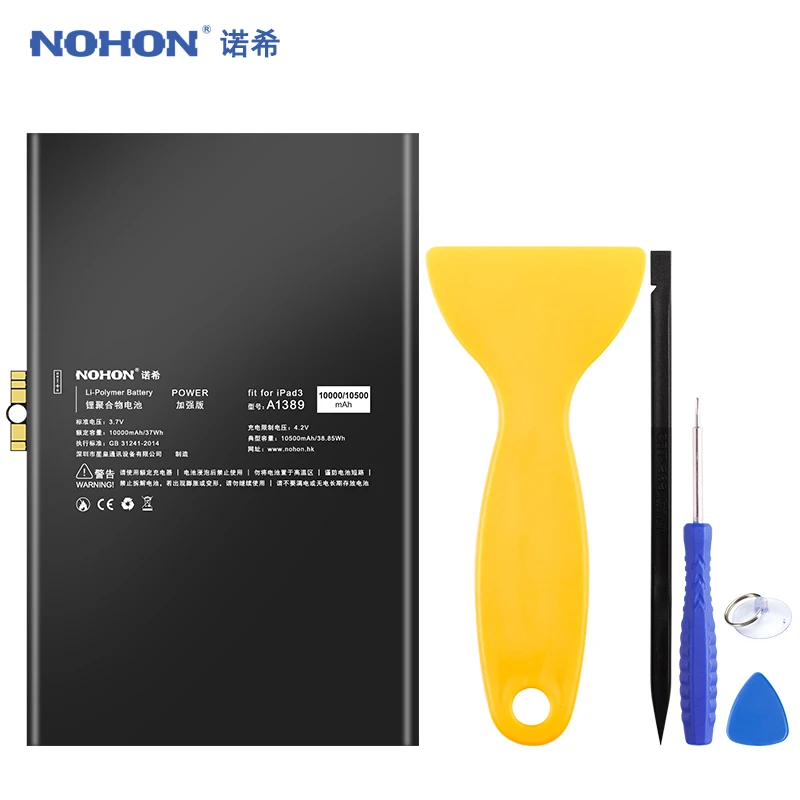 

NOHON A1389 Battery For iPad 3 4 3RD A1403 A1416 A1430 A1433 A1458 iPad3 iPad4 10500mAh Replacement Bateria Free Tools