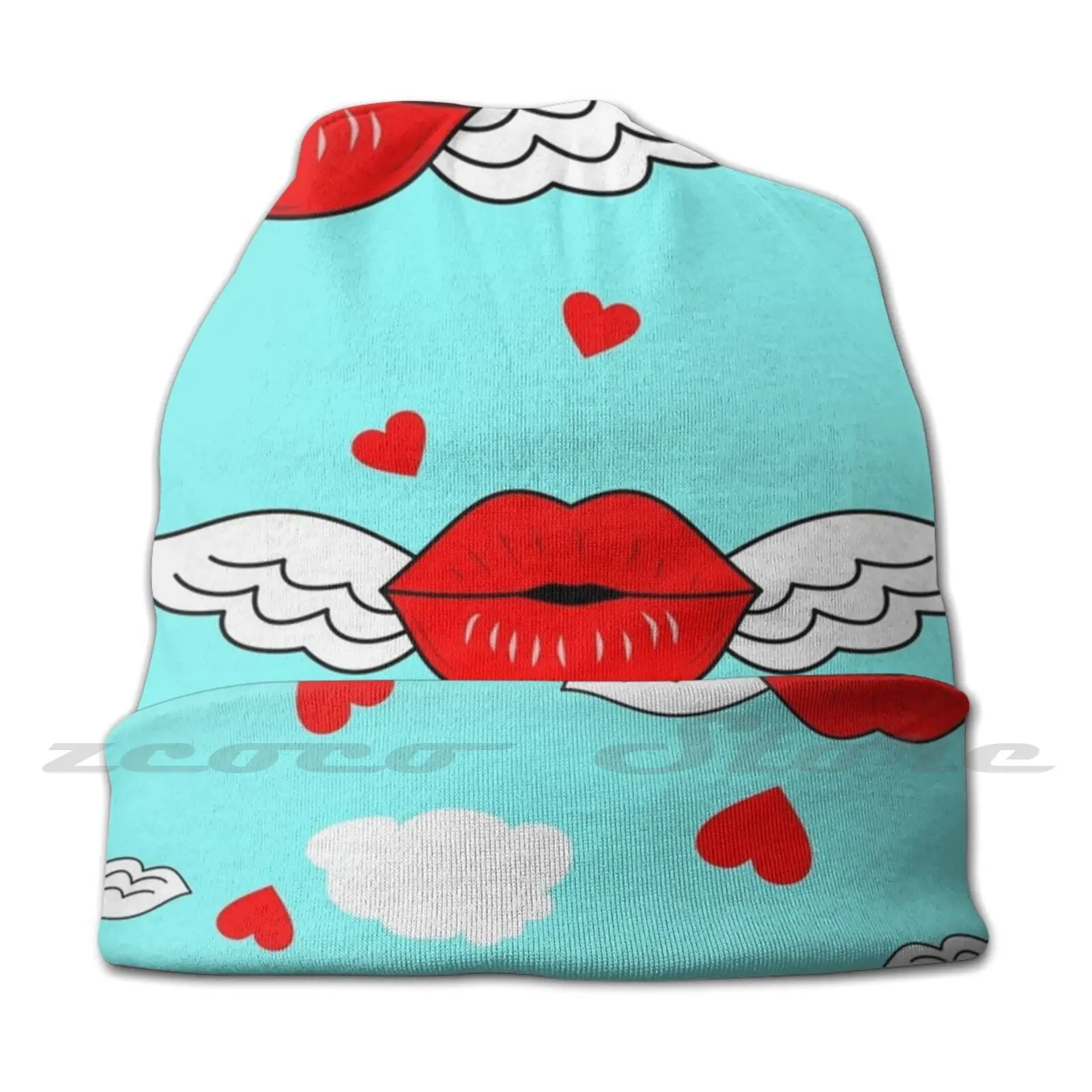 Blown Kisses Knit Hat Hedging Cap Soft Elasticity Outdoor Sports Leisure Blow A Kiss Kisses Kiss Blown Kisses Clouds Sky Love