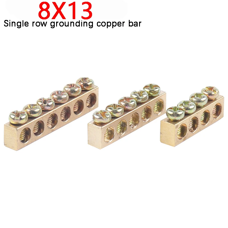 

8X13 Copper terminal wiring distribution box grounding brass connection row zero bar