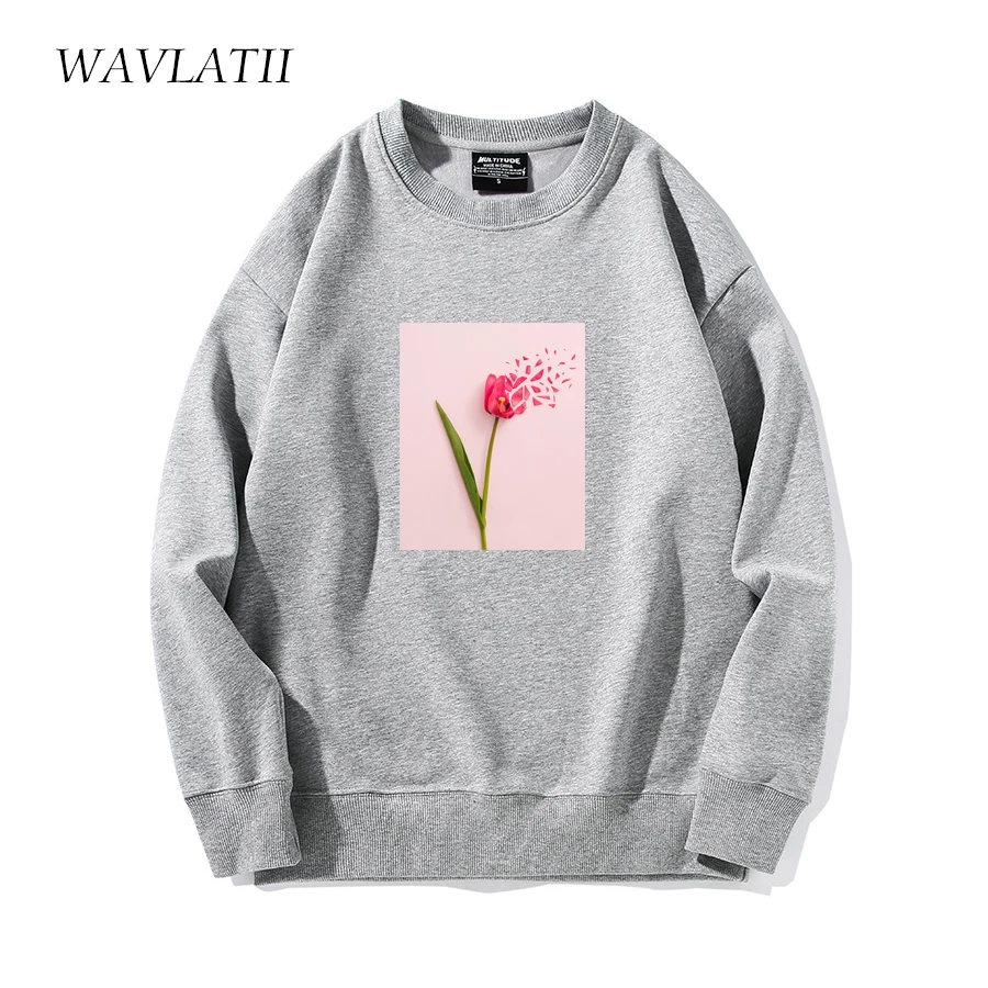 WAVLATII Women 2022 New Thick Warm Sweatshirts Female Pink Tracksuit Hoodies Lady Artifical Fur Liner Tops for Winter WH2140