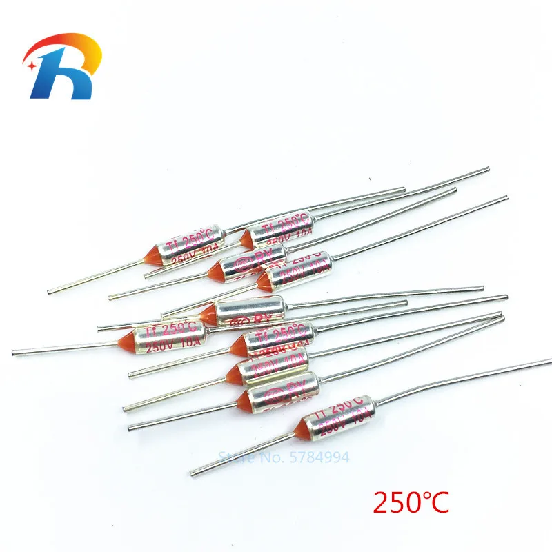 

100PCS Thermal fuse RY Tf 250 Celsius degrees 10A250V Metal Thermal Protector thermal fuse metal shell Thermal Cutoff TF 250℃