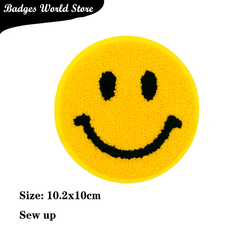 סמיילי רקום צהוב להדביק על חולצה