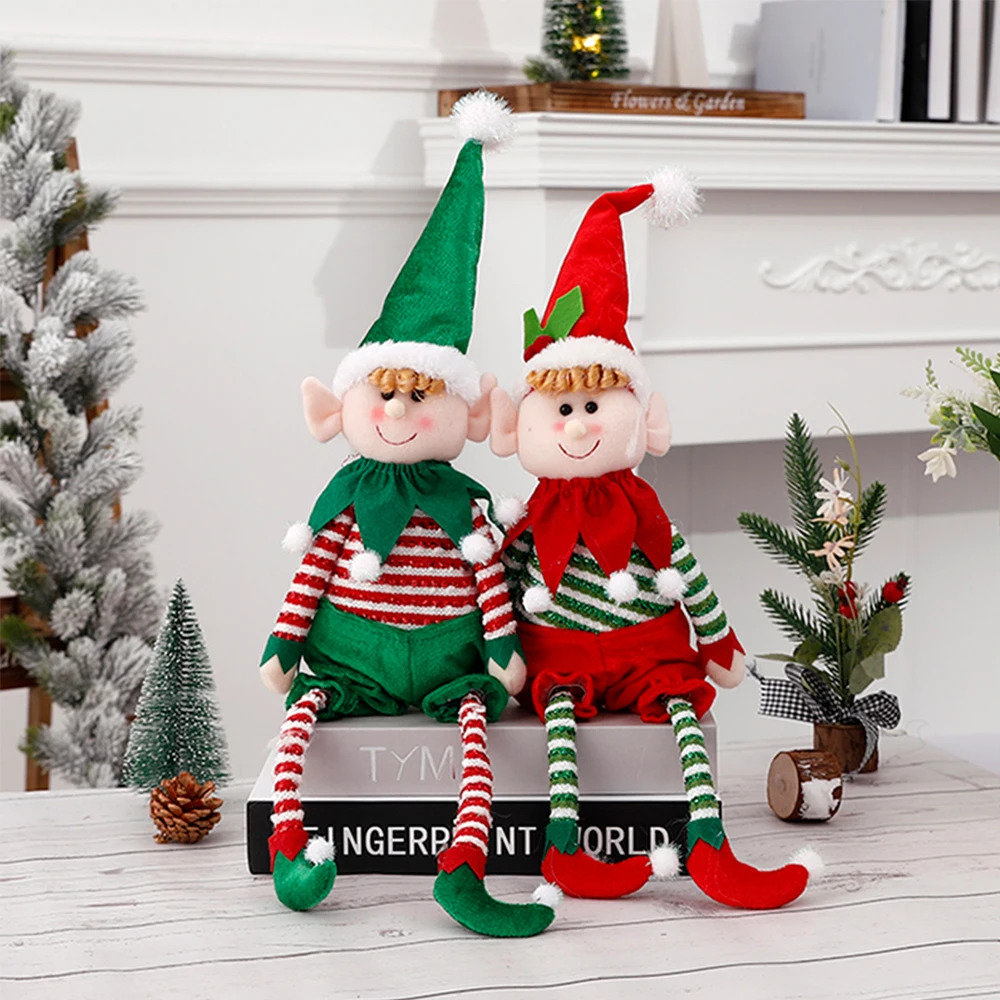 33/55cm Red and Green Christmas Elf Doll Plush Leg Doll Xmas Tree Ornaments Boy Girl Gift Toys New Year Home Party Decor Navidad