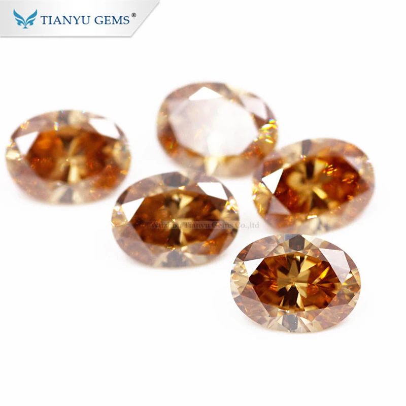 Tianyu Gems 5x7mm Oval Champagne Moissanite Diamond 1ct Loose Gemstone GRA Synthetic Diamonds Custom for Women Ring Fine Jewelry