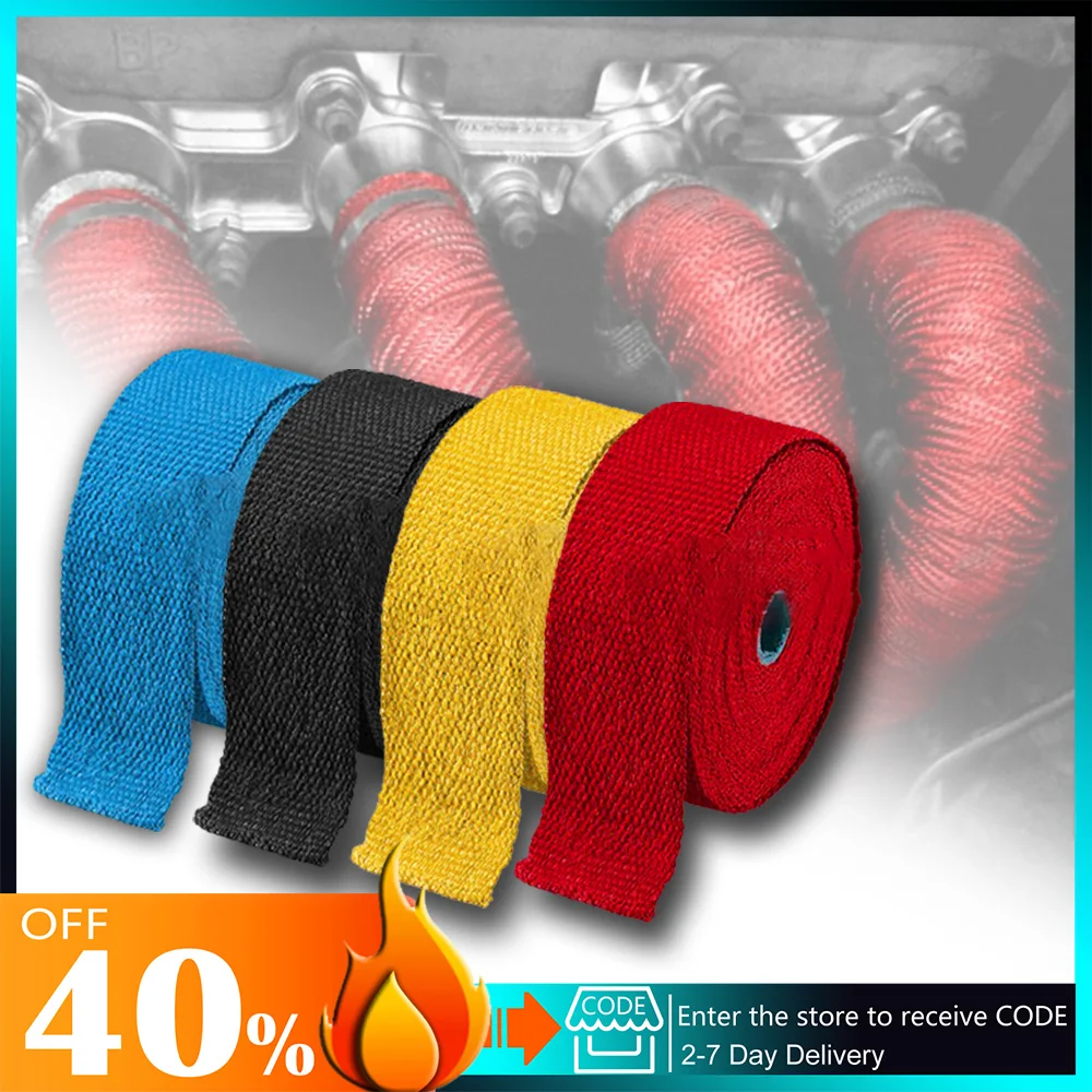 

5cm*1.5m Glass Fiber Tape Auto Exhaust Pipe Wrap Insulation 900-1200 Degrees Temperature Cotton Insulation Heat Wrapped Tape