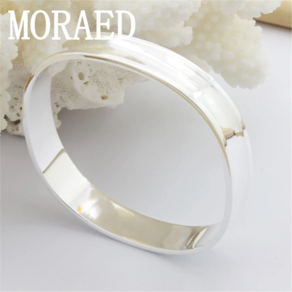 925 Sterling Silver Smooth Solid Bracelet Bangles For Women Men Charm Party Luxury Jewelry