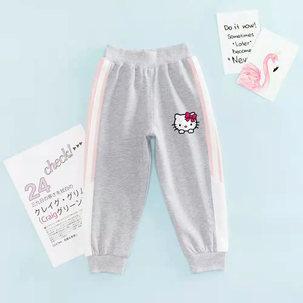 

Hello Kitty Children Cartoon Printed Cotton Thin Pants Girls Casual Sport Pants Baby Western Style Trousers Children's Clothing