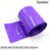 2M PVC Heat Shrink Tube for 18650 Lithium Battery Pack Cover Shrinkable Insulated Cable Sleeve 80~ 150mm Purple Sheath Film Wrap