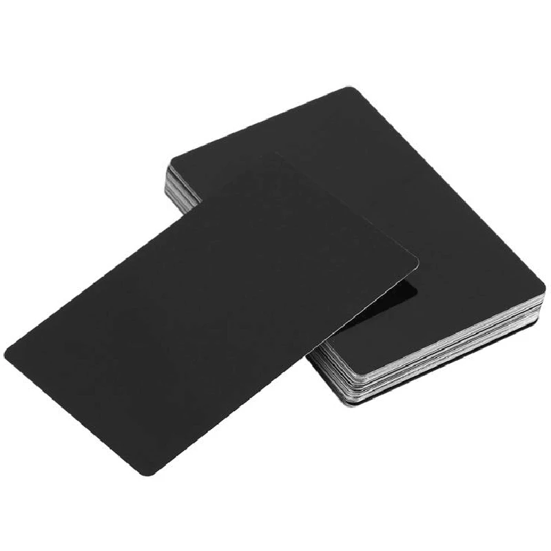 

100Pcs Black Aluminum Alloy Card Engraving Metal Business Access Business Card Blank 0.22Mm Thickness