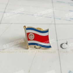 Costa Rica National Flag Lapel Pins Crystal Epoxy Metal Enamel Badge Paint Brooch Souvenir Suit Personality Commemorative Gifts