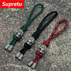 Viking Handmade Braided Rope Keychains Vintage Skeleton  Men Women Metal Pendant Skull Accessories Keyring Fashion Jewelry Gifts