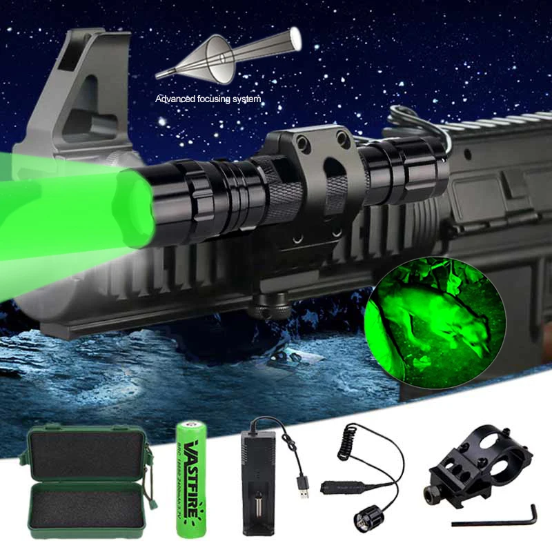 tatico lanterna led zoomable tocha verde vermelho branco caca lampada mais rifle scope montar interruptor 18650 carregador caixa 01