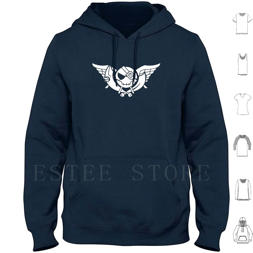 Soa Jolly Roger ( White ) Hoodies Long Sleeve Jolly Roger Skull And Cross Bones Skull Cross Bones Random Cool