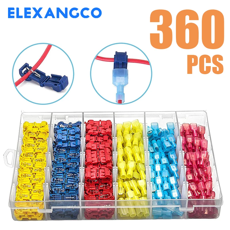 360/240/120/90PCS T-Tap Wire Connector Quick Splice Electric Wire Terminals Self-Stripping Insulated  Quick Disconnect Terminal