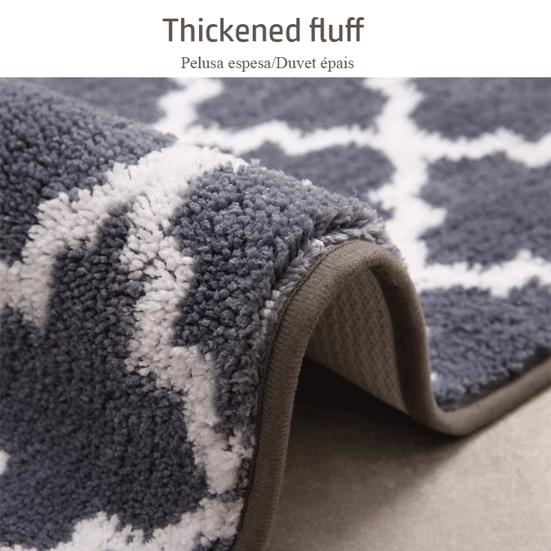 High-quality Thicken Kitchen Rug Lattice Plush Washable Long Carpets Non-slip Bathroom Mat Door Mat