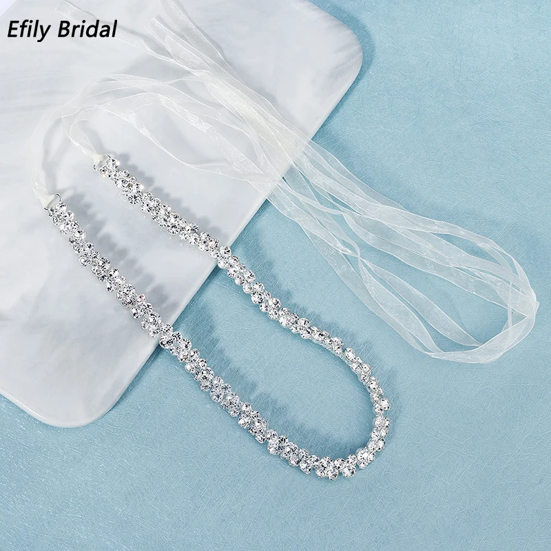 Efily Bridal Handmade Rhinestone Belts for Women Accessories Party Crystal Wedding Dress Belt Strass Bride Sash Bridesmaid Gift