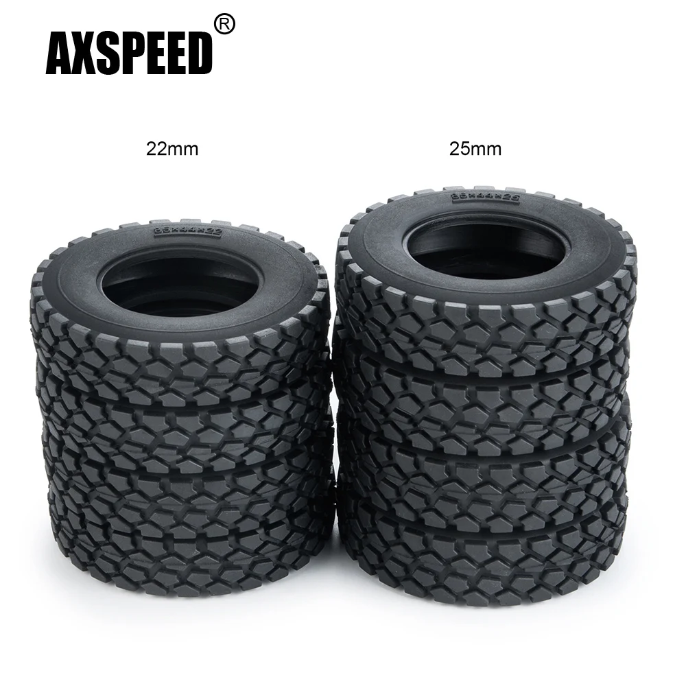 AXSPEED 22mm/25mm Width Black Rubber Tyres Wheel Tires for Tamiya 1/14 RC Trailer Tractor Truck Front Rear Wheel Rims 5#