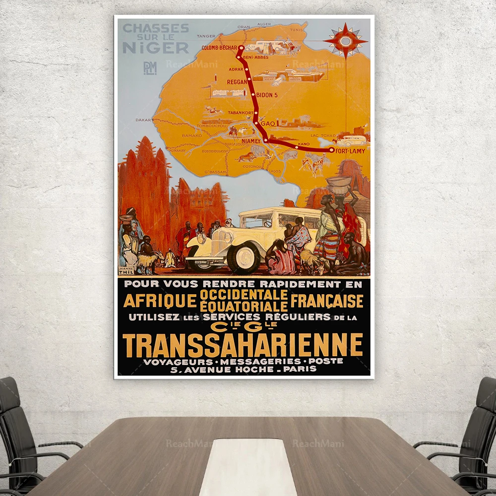 Reprint of a Vintage Travel Poster - Chasses sur le Niger