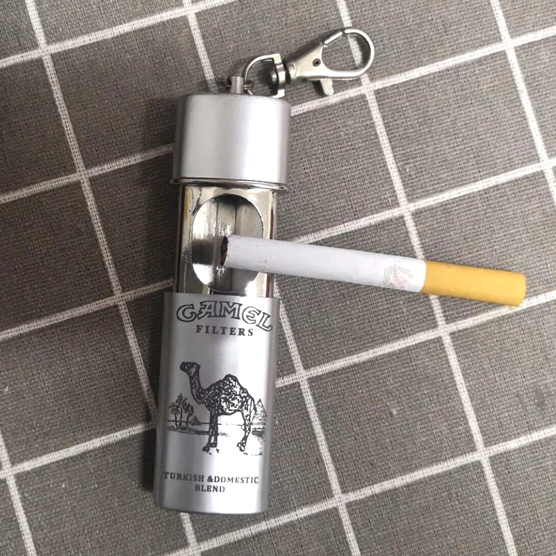 Cenicero de Metal sellado personalizado, Mini ceniceros móviles portátiles con tapa, llavero, almacenamiento, tope de cigarrillo, Gadget de bolsillo