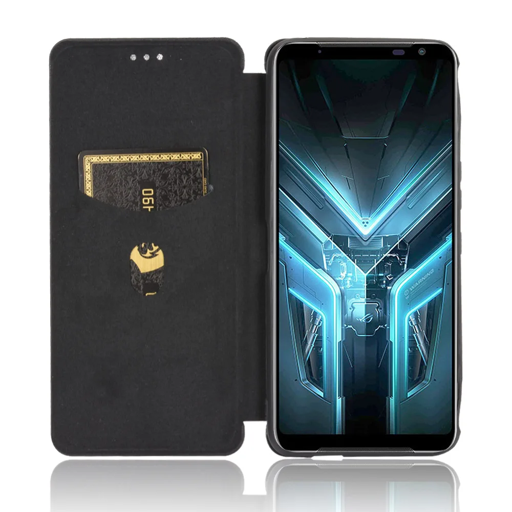 For Asus ROG Phone 3 ZS661KS Case Carbon Fiber Flip Leather Case For Asus ROG Phone 3 ZS661KS 2020 ASUS_I003D Case Cover 6.59\