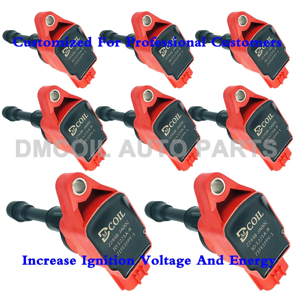 8 PCS RED PERFORMANCE IMPROVED IGNITION COIL FOR INFINITI FX50 QX70 5.0L 2008- 22448-ED000