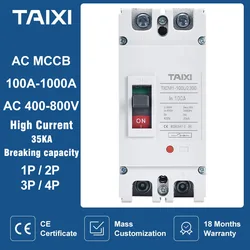 MCCB Molded Case Circuit Breaker  2P 3P 4P 100A 250A 400A 630A High Current Motor Transformer Equipment Protection