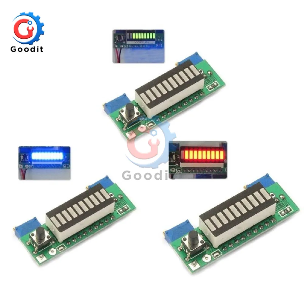 Electronic Diy Kits 3.7V Lithium Battery Display Board Capacity Indicator Module LED Power Level Tester 12V Li-ion Lipo LM3914