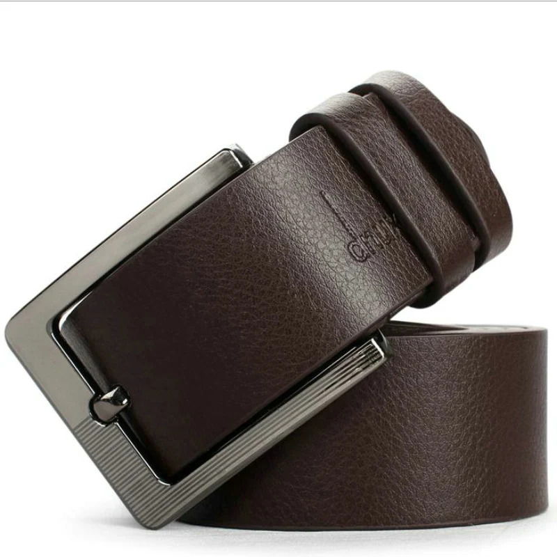 dnuxlou Business Leisure Wide Faux PU Leather Belt Men Designer Belts Elegant Shining Metal Buckle 125cm Cinto Ceinture Homme