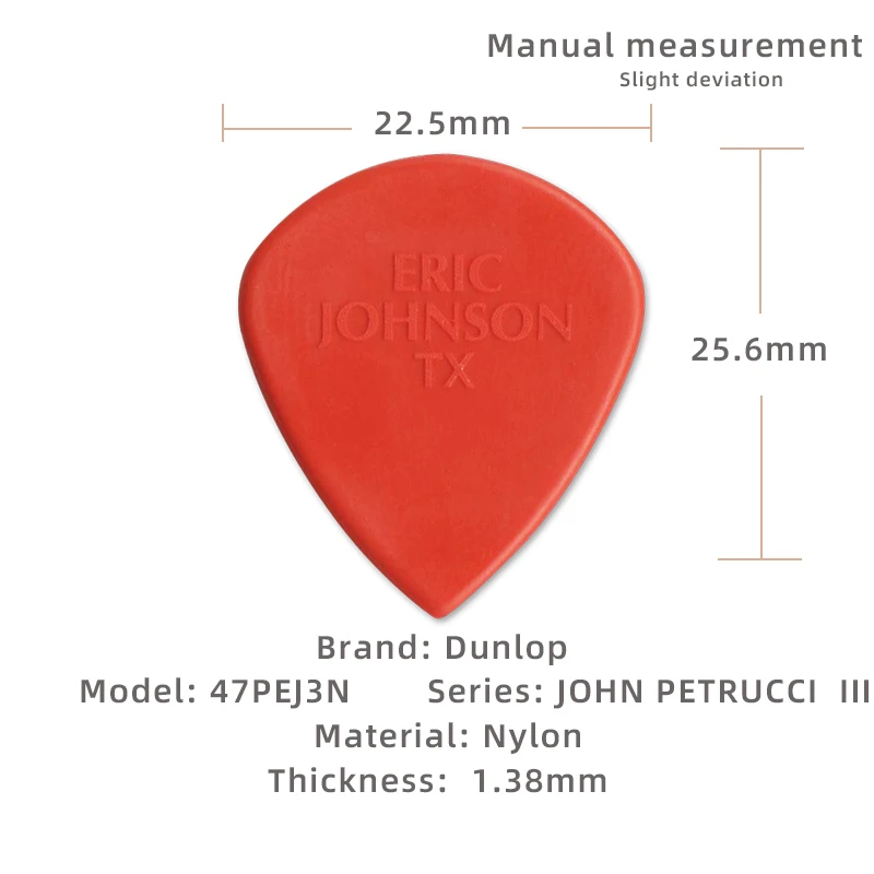 Dunlop  pick. 47PEJ3N JOHN PETRUCCI Signature payment- Nylon material  Acoustic/electric Guitar/ Jazz 3 picks.Thickness: 1.38mm.