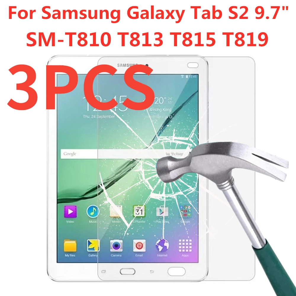 

3PCS Tempered Glass Screen Protector For Samsung Galaxy Tab S2 9.7 Inch SM-T810 T813 T815 T819 Anti Fingerprint Protective Film