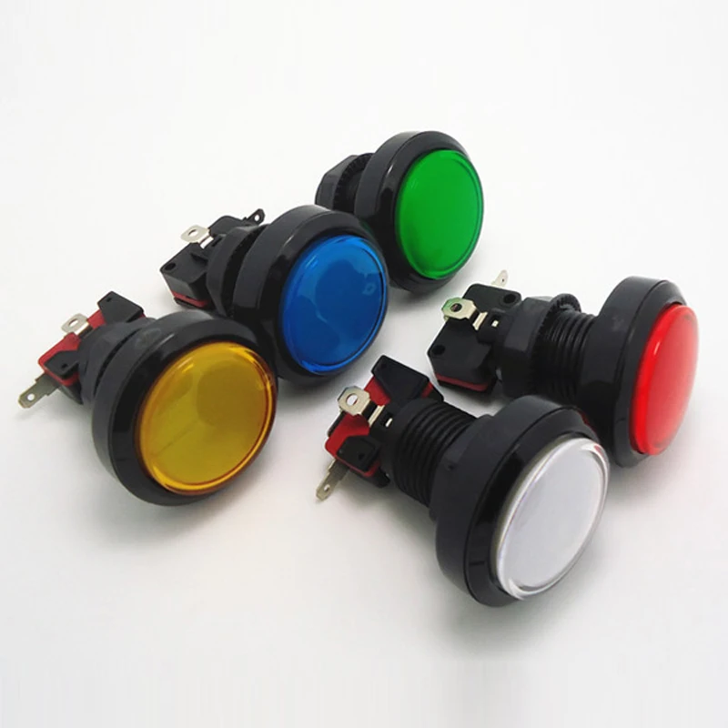 5pcs/lot 60mm Flat Illuminated LED arcade Push Button with Microswitch For JAMMA MAME 5 colors available