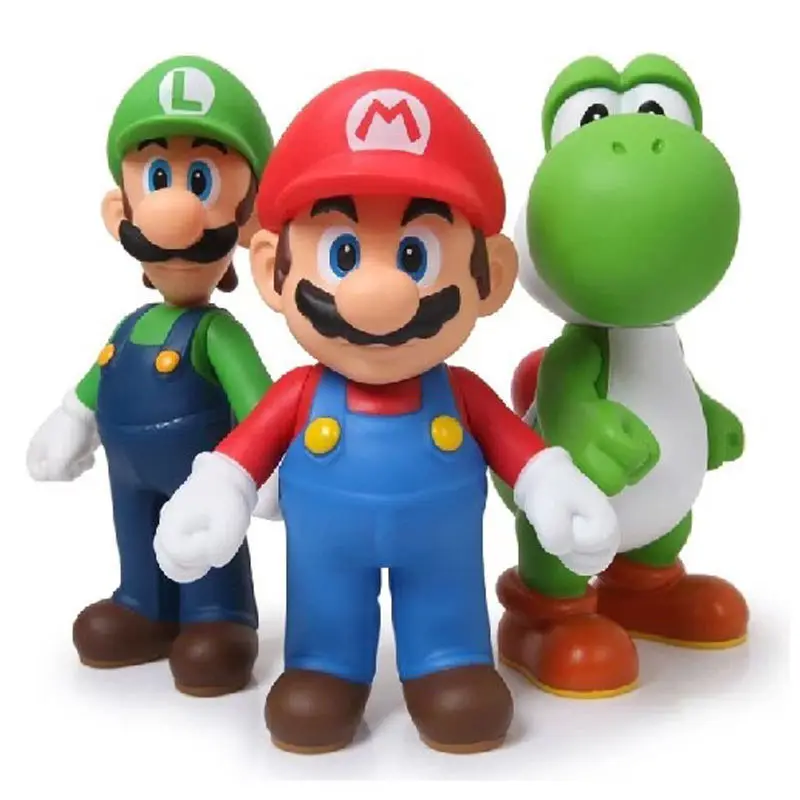 2023 Bandai 8-15cm Super Bros igurine bross PVC Action Figure anime cartoon Mushroom Bomb Luigi Yoshi Dragon Toy for Children