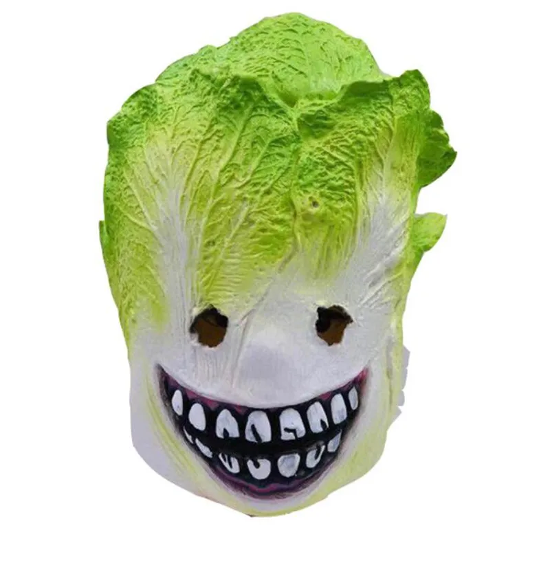 

Funny Fruit Vegetable Cartoon Face Head Mask Cabbage Monster Latex Mask For Halloween Costume Restaurant Carnival Props