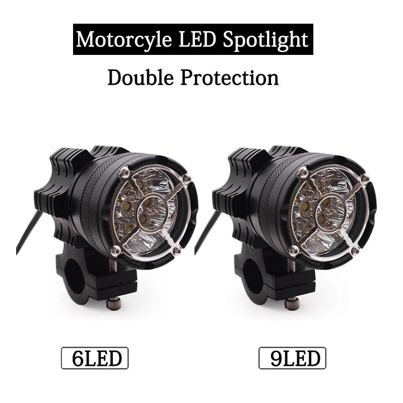 Motorcycle LED Headlight Spotlight 6/9 beads For BMW ADV F650 K1200S 12V 6500K LED Auxiliary Fog Light Assemblie Driving Lamp