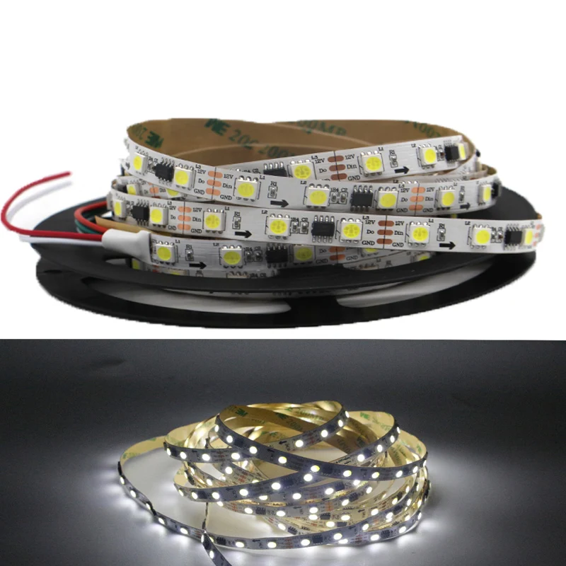 Imagem -06 - Led Pixel Strip Cor Monocromática 5050 Programável Endereçável 30 60 Leds m Externo Grande ic 2811 Controle Led Strip dc 12v Ws2811