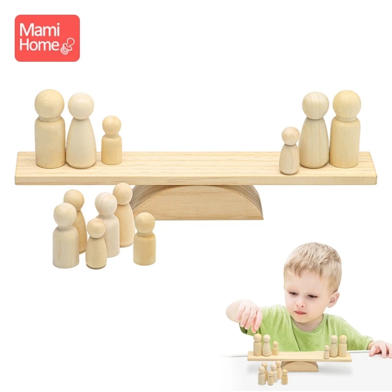 Balance Scale ของเล่นเด็ก Montessori ของเล่นเพื่อการศึกษา DIY Maple ตุ๊กตา Baby Balance การฝึกอบรม Constructor สำหรับของขวัญเด็ก