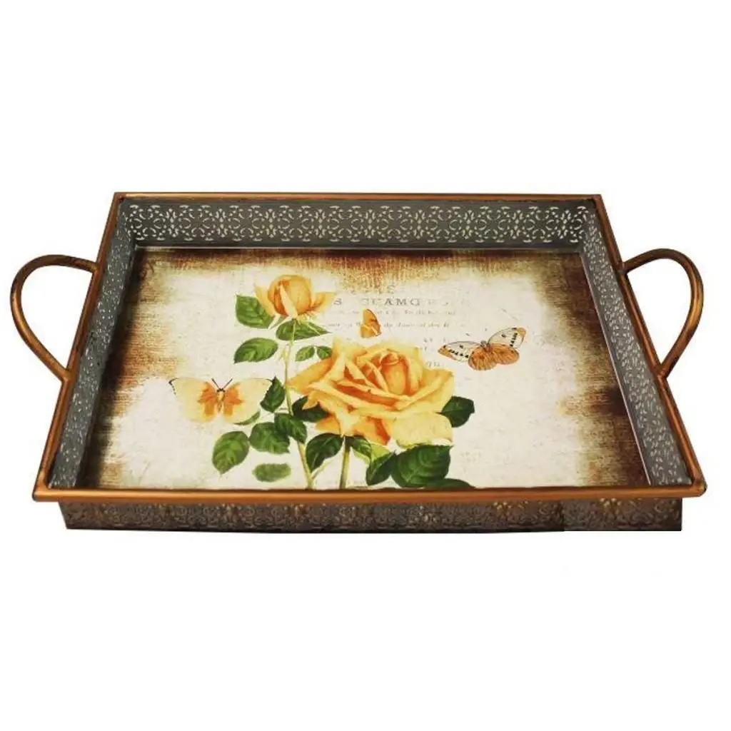 

DOLBOVI Fidex Home Metal Pattern Rectangle tray Rose 45cm tray поднос plateau de service