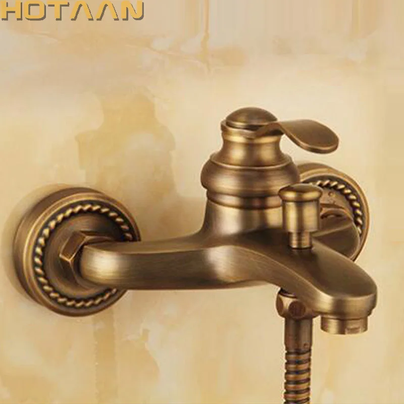 Bathroom Bath Wall Mounted Hand Held Antique Brass Shower Head Kit Shower Faucet Sets YT-5340